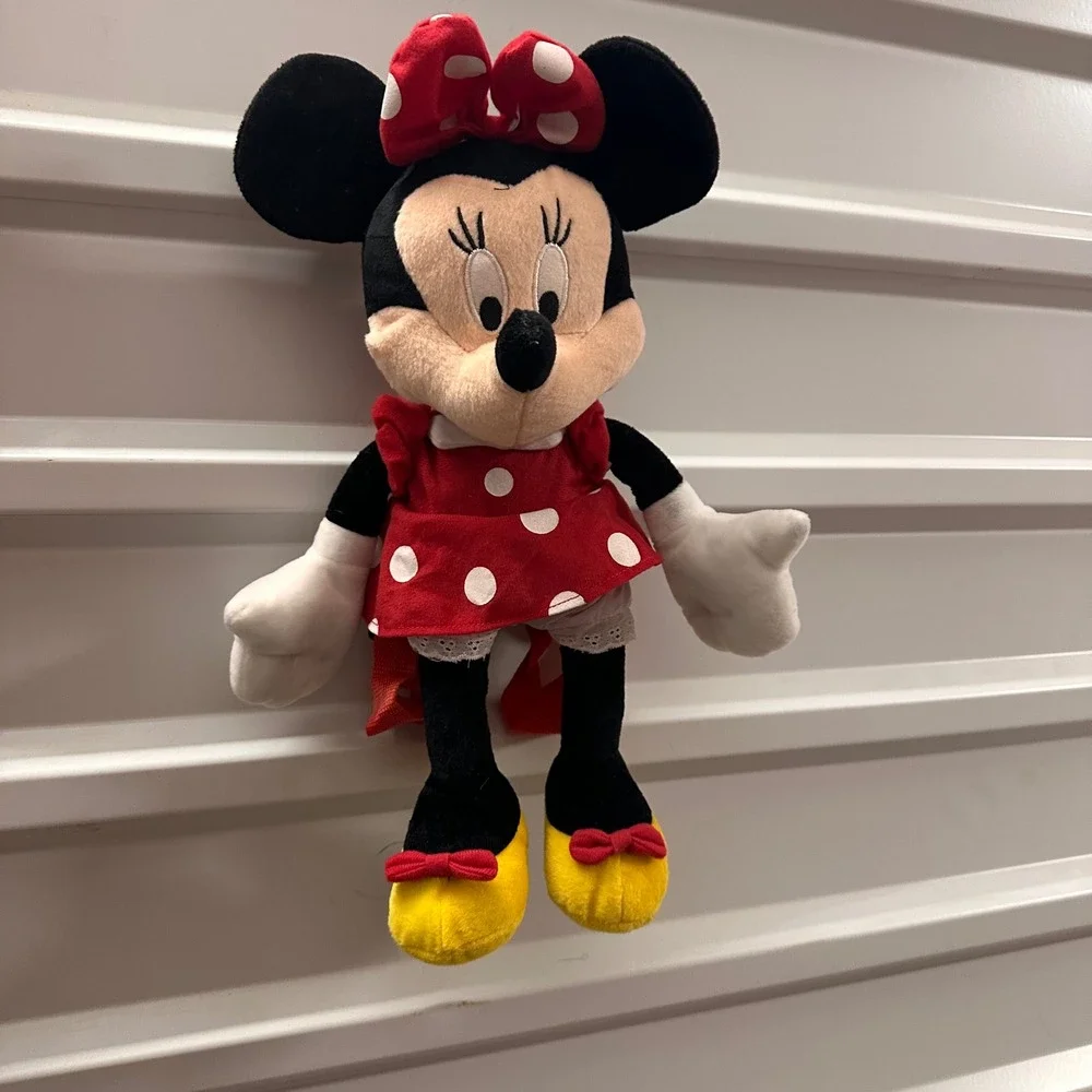 Minnie‎ Mouse Plush Backpack Disney Polka Dot Dress Small Kids Toddler